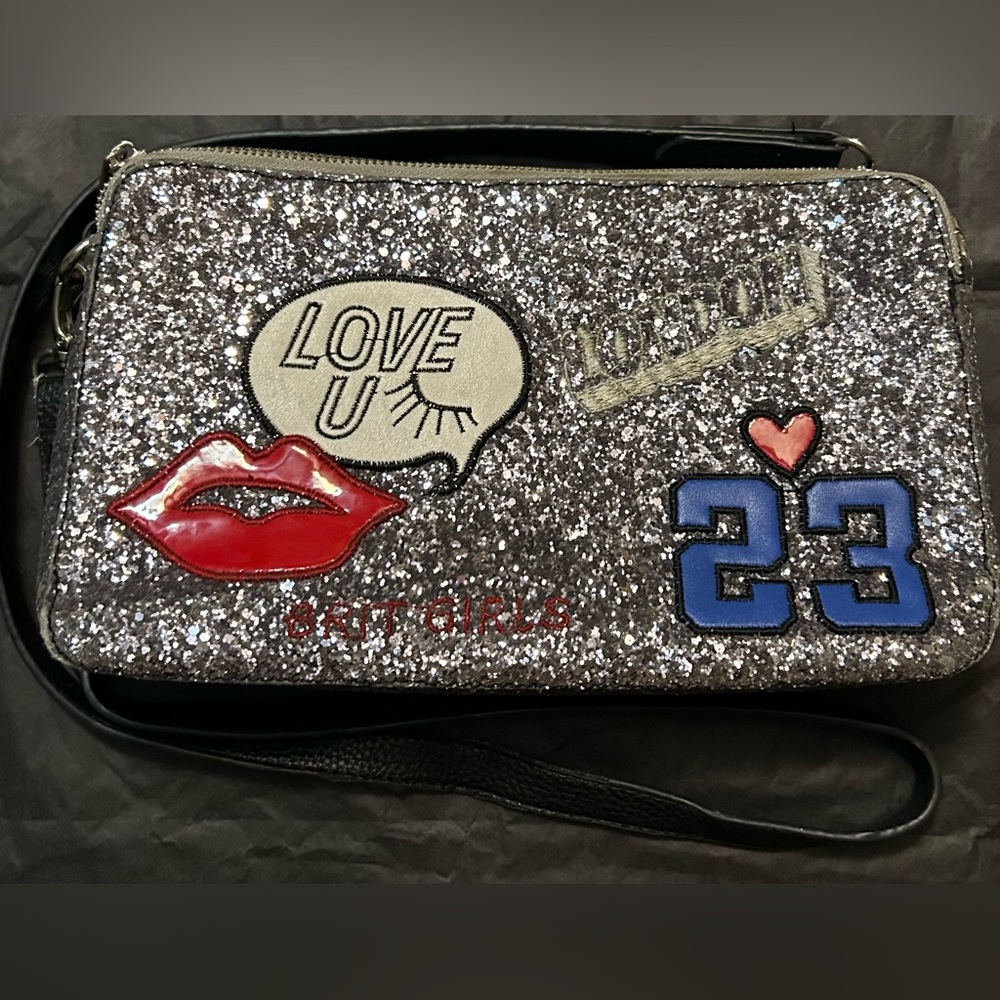 Ela silver glittery crossbody purse